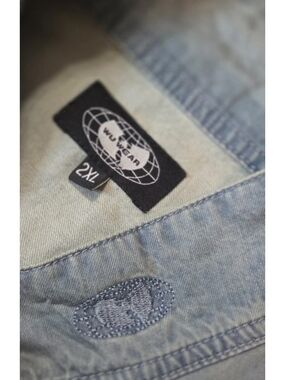 RARE Vintage Wu Wear Denim Shirt Featuring an Embroidered on the Chest and Back